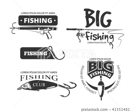Retro fishing club vector badges, labels, logos, emblems 41551481