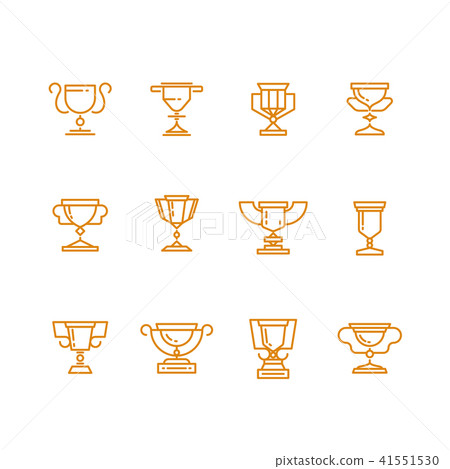 Trophy cup line vector icons set 41551530