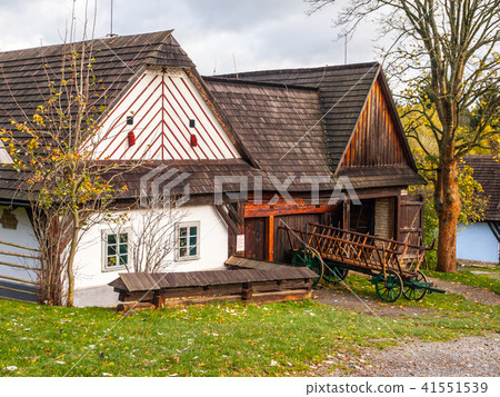 Wooden houses of Vesely Kopec folk museum. Czech rural architecture. Vysocina, Czech Republic Wooden houses of Vesely Kopec folk museum. Czech rural architecture. Vysocina, Czech Republic 41551539