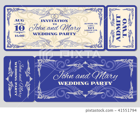 Vector vintage ticket wedding invitation Vector vintage ticket wedding invitation 41551794