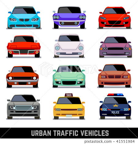 Urban traffic vehicles, car icons in flat style Urban traffic vehicles, car icons in flat style 41551984