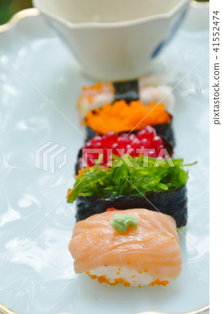 variety Sushi Japanese food with wasabi  41552474