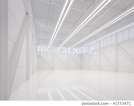 Modern white warehouse interior 3d render 41553471