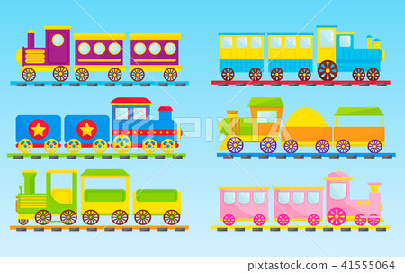 圖庫插圖: kids train vector cartoon toy with colorful locomotive