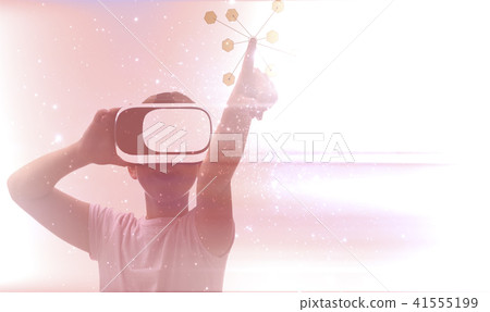 Girl using a virtual reality headset 41555199