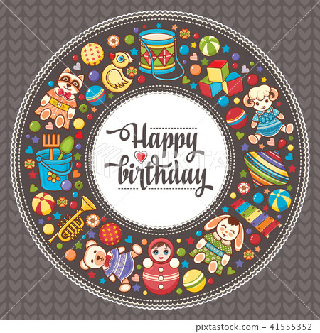 Happy Brithday. Greeting Card. Vector. 41555352