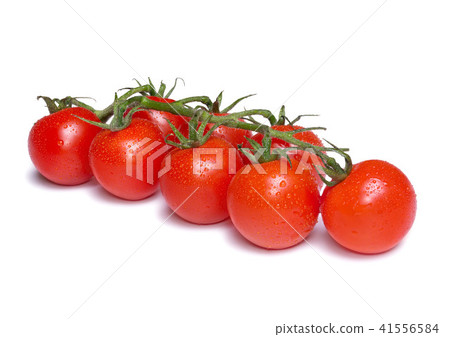 Fresh cherry tomatoes with water drops isolated on white background 41556584