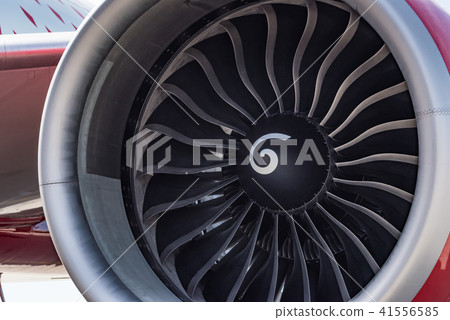 Close up engine of red Boeing 777 Close up engine of red Boeing 777 41556585