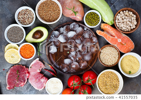 Frame of Healthy food Clean eating selection Including Certain Protein Prevents Cancer on a dark Frame of Healthy food Clean eating selection Including Certain Protein Prevents Cancer on a dark 41557035