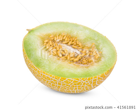 half pearl orange melon with seeds isolated half pearl orange melon with seeds isolated 41561891