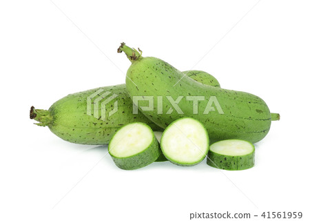 fresh green sponge gourd or luffa with slice  41561959