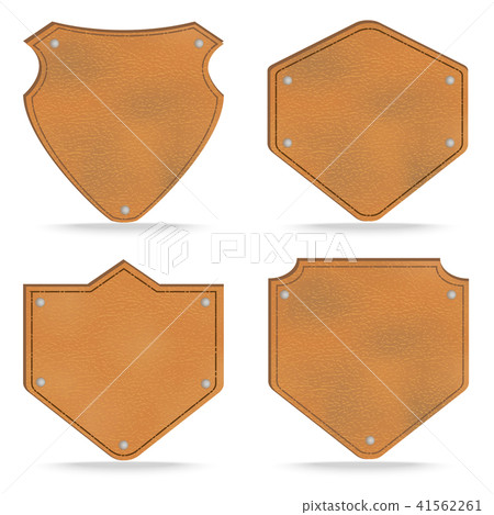Set of leather tag labels on white 41562261