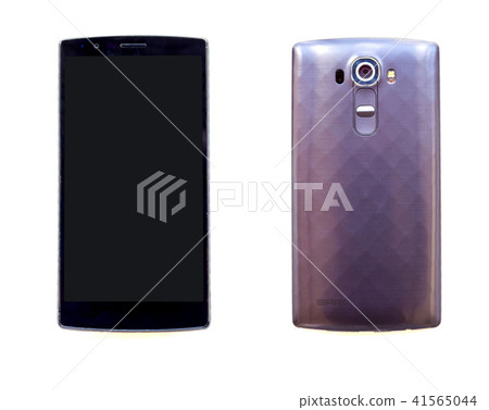 Front and back view of modern smartphone isolated Front and back view of modern smartphone isolated 41565044
