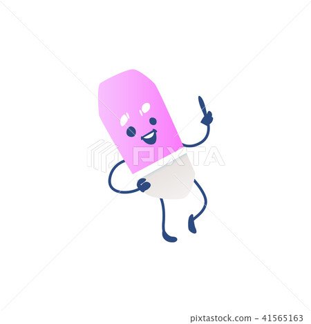 Cute eraser cartoon character lifting index finger up isolated on white background. 41565163