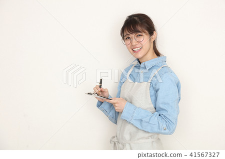 Cafe shop clerk female slip 41567327