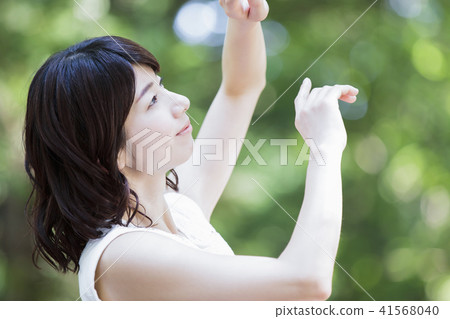 美容護膚肖像女性新鮮綠色 41568040