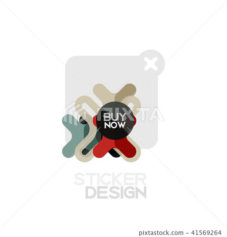 Flat design cross shape geometric sticker icon, paper style design with buy now sample text, for 41569264