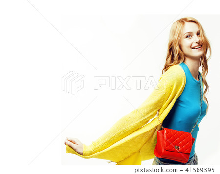 young pretty red hair woman happy smiling isolated on white back young pretty red hair woman happy smiling isolated on white back 41569395