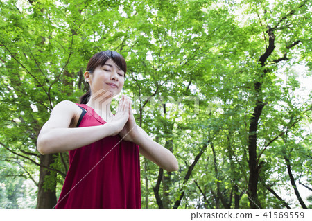 Fitness female yoga Pilates exercise 41569559