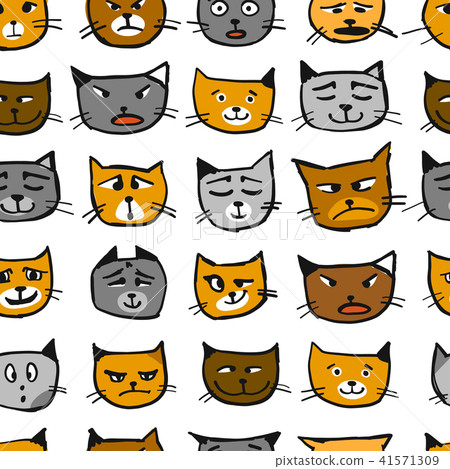 Cat faces, seamless pattern for your design Cat faces, seamless pattern for your design 41571309