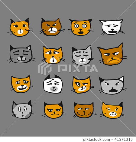 Cat faces, sketch for your design Cat faces, sketch for your design 41571313