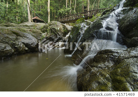 water stream and beautiful tropical waterfall water stream and beautiful tropical waterfall 41571469
