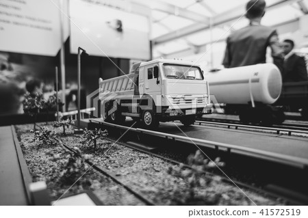 Toy trucks on a toy road Toy trucks on a toy road 41572519