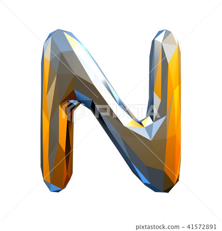 Capital latin letter N in low poly style gold color isolated on white background Capital latin letter N in low poly style gold color isolated on white background 41572891