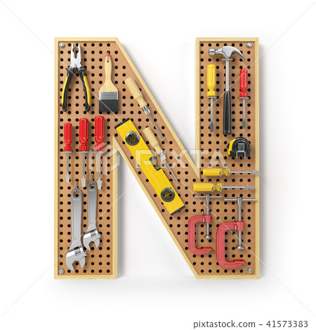 Letter N from tools on isolated pegboard  41573383