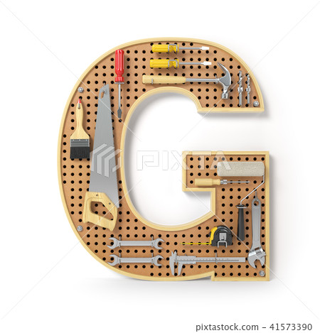 Letter G from tools on isolated pegboard Letter G from tools on isolated pegboard 41573390