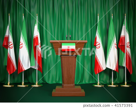 Podium speaker tribune with Iran flags Podium speaker tribune with Iran flags 41573391