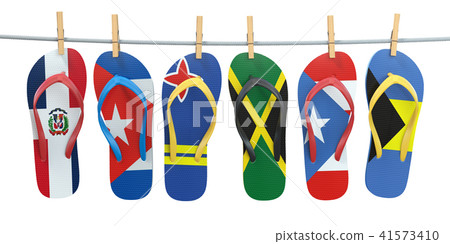 Flip flops in colors of flags carribean countries 41573410