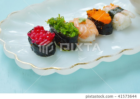 variety Sushi Japanese food with wasabi  41573644