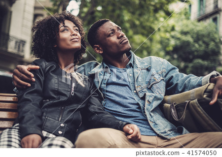 Young happy black couple outdoors 41574050