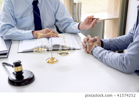 Judge gavel with scales of justice, Business people and male law 41574252