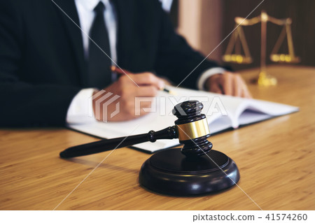 Judge gavel with Justice lawyers, Businessman in suit or lawyer 41574260