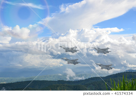 Gripen aircraft over the horizon. Gripen aircraft over the horizon. 41574334