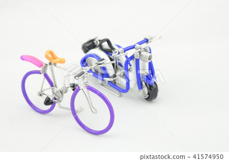 scooter and bicycle made from colorful wire 41574950