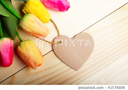 Hand crafted paper tag in shape of heart Hand crafted paper tag in shape of heart 41576806