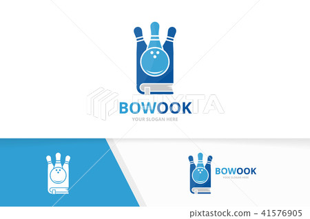 Vector bowling and book logo combination. Game and library symbol or icon. Unique kegling and 41576905