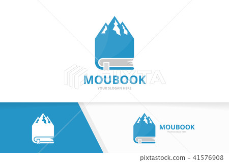 Vector mountain and book logo combination. Nature and library symbol or icon. Unique hill and 41576908