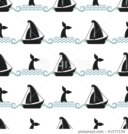 Vector whale illustration seamless pattern humpback ocean marine ship vessel mammal wildlife aquatic Vector whale illustration seamless pattern humpback ocean marine ship vessel mammal wildlife aquatic 41577159