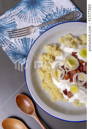 Bryndzove halusky. Slovak traditional cuisine Bryndzove halusky. Slovak traditional cuisine 41577860