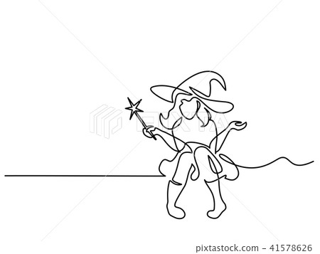 Beautiful mage woman holding Magic wand Beautiful mage woman holding Magic wand 41578626