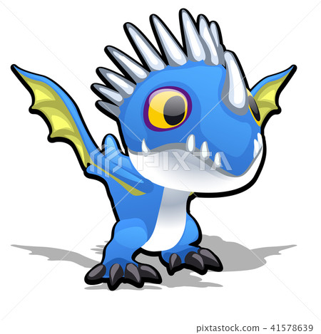 Toy dragon in blue color isolated on white background. Vector cartoon close-up illustration. 41578639