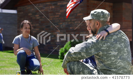 Military man spending time with family Military man spending time with family 41578773