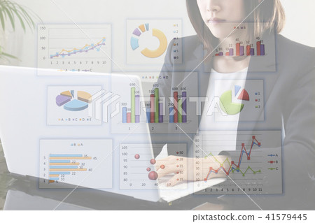 Business image chart and young woman Business image chart and young woman 41579445