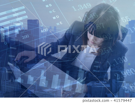 Business image chart and young woman 41579447