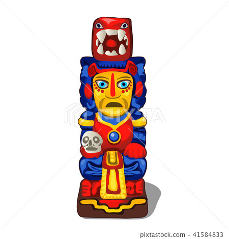Colorful totem. Ritual implements of the injun isolated on white background. Vector cartoon close-up Colorful totem. Ritual implements of the injun isolated on white background. Vector cartoon close-up 41584833