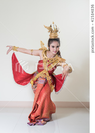 woman wearing typical thai dress with thai style woman wearing typical thai dress with thai style 41584836